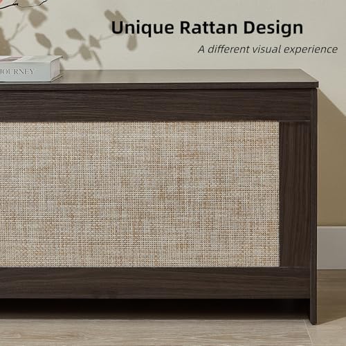 51.2"storage chest large,wooden rattan storage bench,obsidian black, package contents