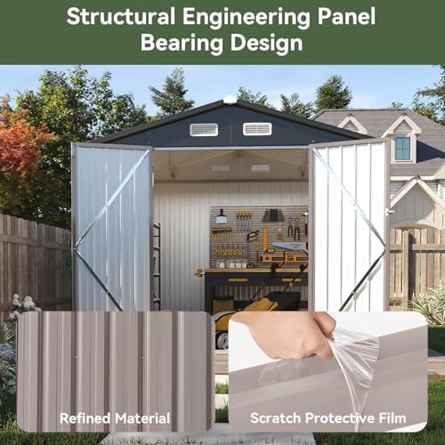 aoxun 8x6 ft shed outdoor storage shed, brown on a desk or shelf