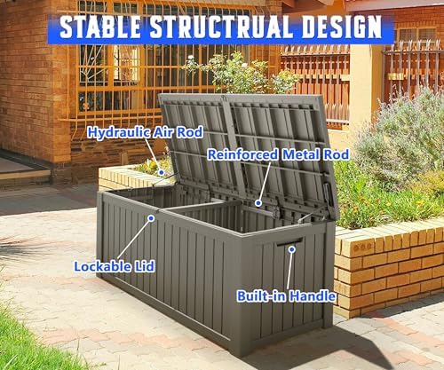 150 gal deck box,outdoor storage box waterproof lockable,gas, package contents