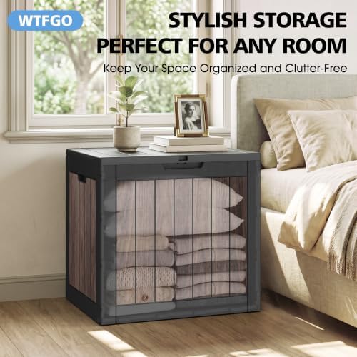 40 gallon outdoor storage box waterproof deck box on a desk or shelf