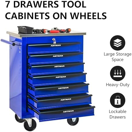 runboll 7 drawer rolling tool chest with locker, package contents