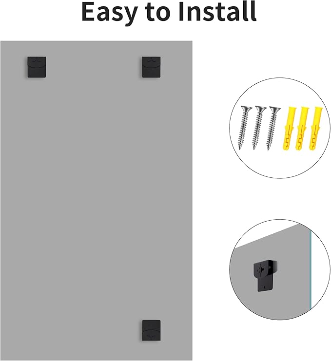 CILIBER Frameless Mirror, 60x36 Large Bathroom Mirrors - Image 8