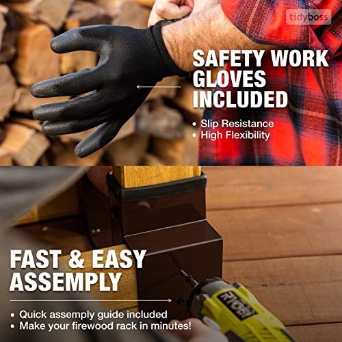 tidyboss 2 pack firewood rack outdoor | 2x4 showing dimensions
