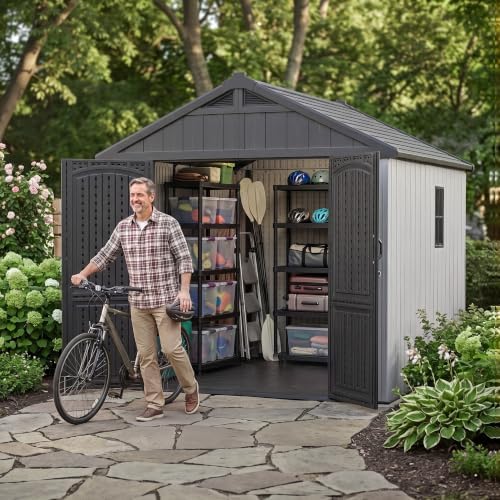 greesum 8x10 ft resin outdoor storage shed with, close-up detail