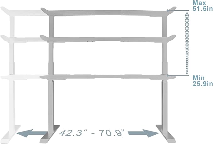 Fromann Electric Standing Desk Frame Dual Motor 3 Stages Height Adjustable Desk - Image 3