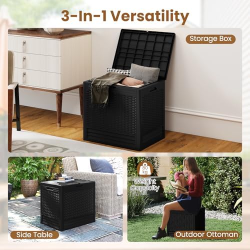 tangkula 25 gallon waterproof outdoor storage box with, view 9