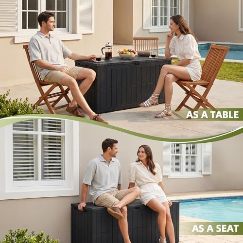 120 gallon deck box outdoor storage box storage showing dimensions