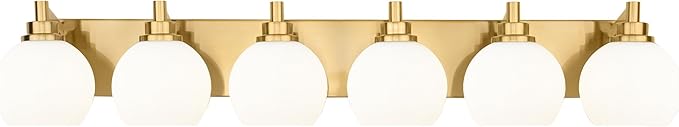 METWET Bathroom Light Fixtures, 6-Light Brushed Gold Bathroom Vanity Lights by Metwet