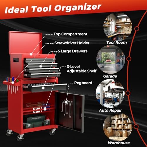 tangzon rolling tool chest, 2-in-1 large capacity tool, package contents