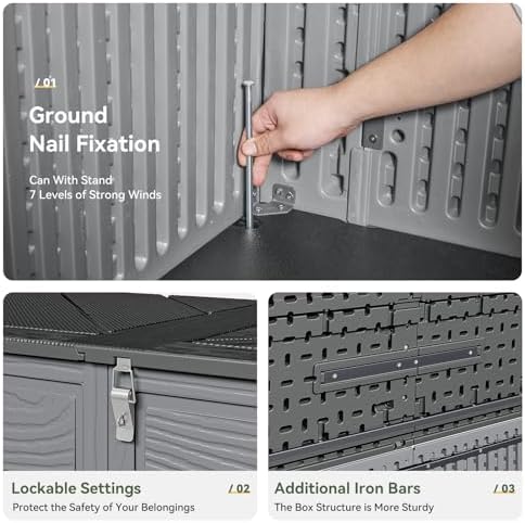 aoxun horizontal storage sheds 61 cu.ft, hdpe outdoor on a desk or shelf