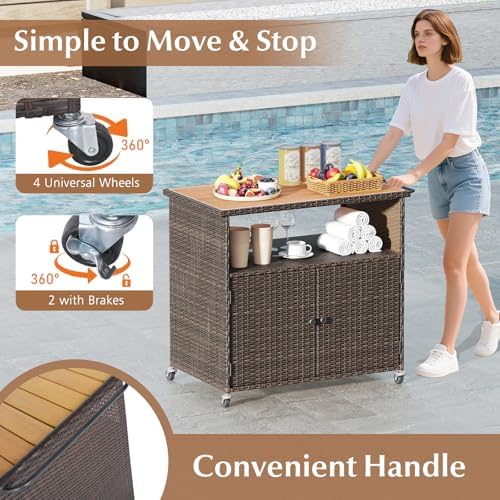happygrill outdoor storage cabinet with wheels, pe rattan, package contents