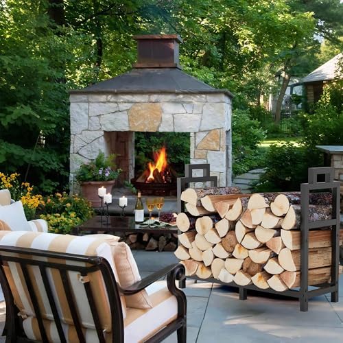 30 inch firewood rack outdoor indoor with handle on a desk or shelf