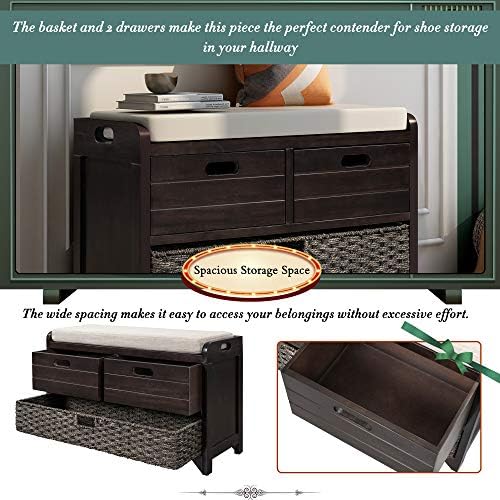 knocbel farmhouse storage bench with 2 drawers, removable, view 9