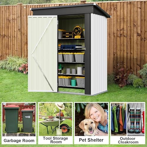 jummico metal outdoor storage shed 5 x 3, package contents