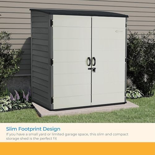 suncast xl vertical storage shed, 106 cu ft, close-up detail