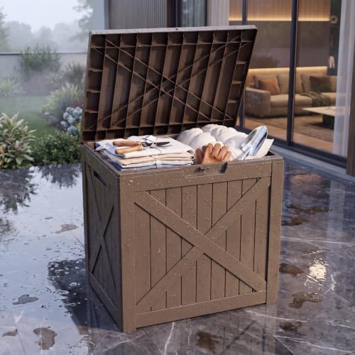 nicbex 32 gallon waterproof resin storage deck box, view 9