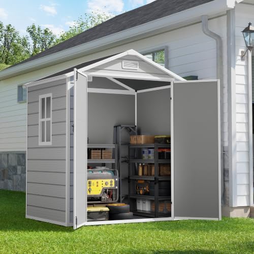 amopatio 6x4 ft outdoor storage shed with floor, front angle view