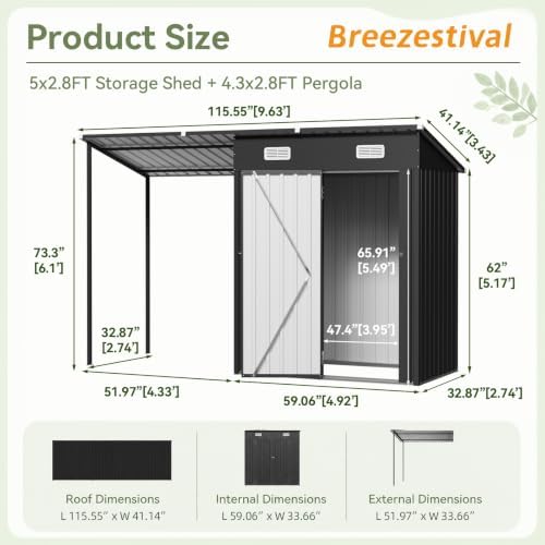 5x3ft outdoor storage shed & hardtop gazebo combo shown in use