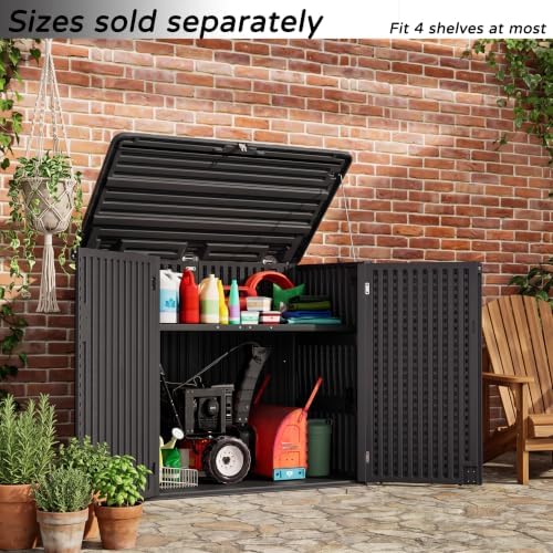 mrosaa 48cu.ft outdoor storage cabinet.waterproof horizontal storage sheds, front angle view