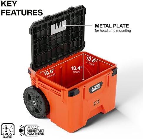 klein tools 54100mbx modbox rolling tool box, heavy, close-up detail