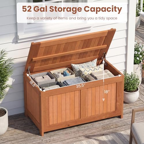 happygrill outdoor wood deck box with flip top on a desk or shelf
