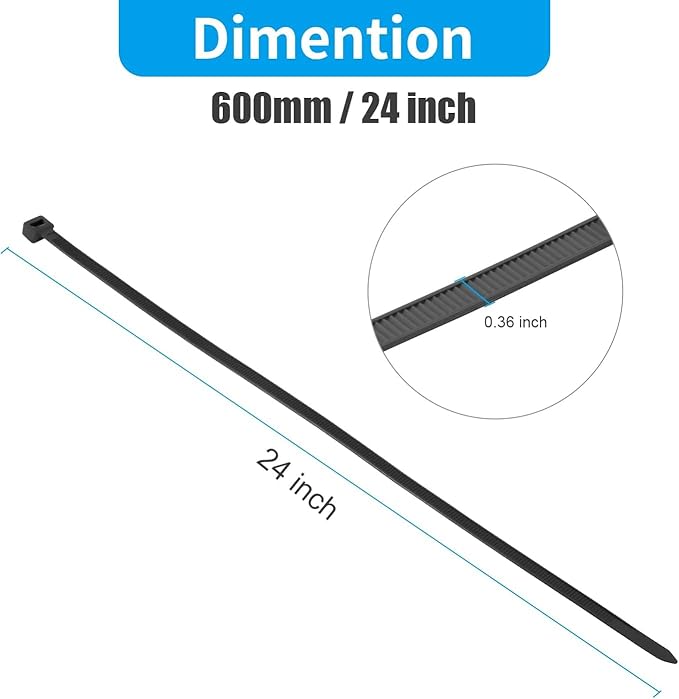 XINGO 24 Inch White Large Zip Ties Heavy Duty 500 Pack, 200 LBS Ultra Strong - Image 2