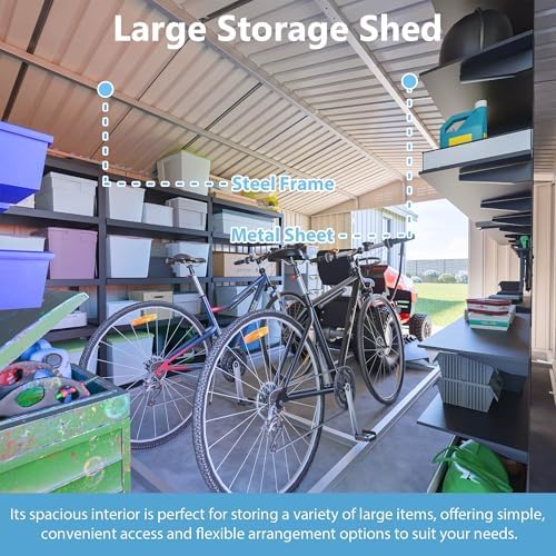 yopto 10x14 ft outdoor storage shed,metal shed w/lockable, view 11