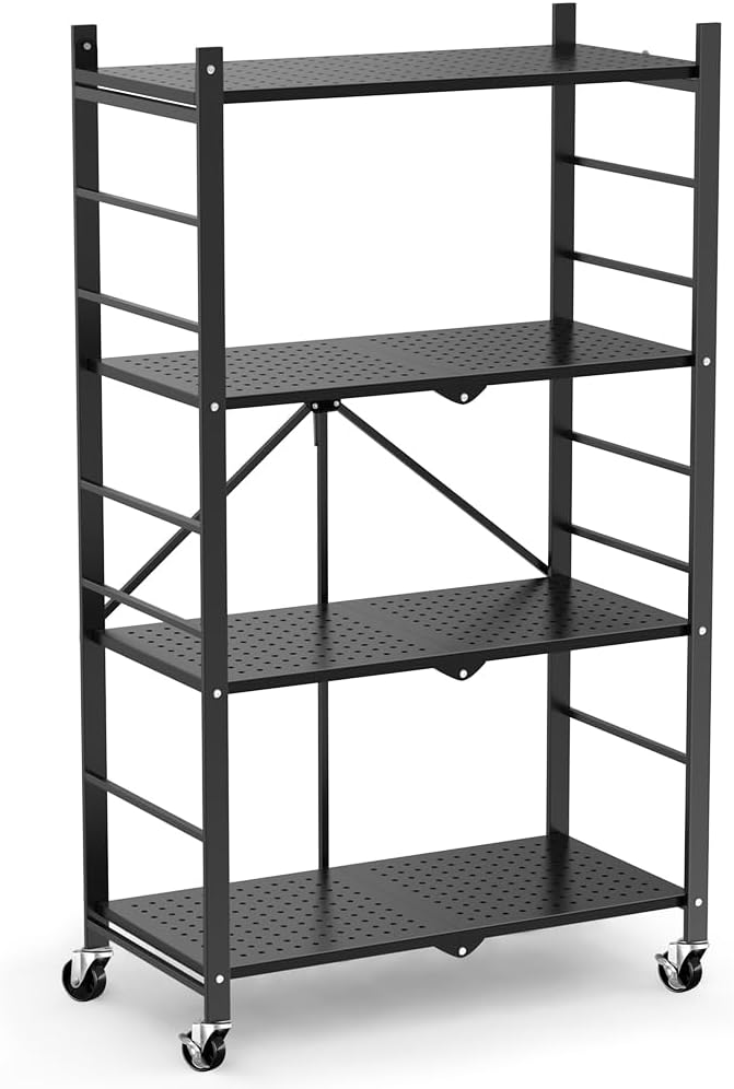 Himix Storage Shelves with 20 Hooks, 4-Tier Foldable Shelves - Image 8