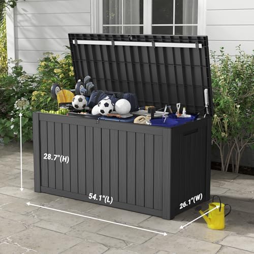 mars villa 180 gallon outdoor storage box, deck shown in use