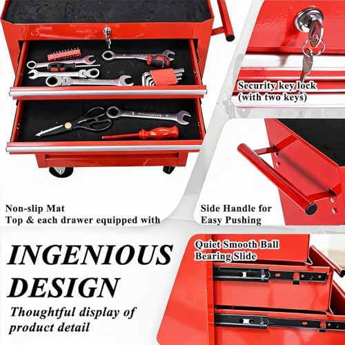 7 drawers rolling tool chest on wheels, multifunctional on a desk or shelf