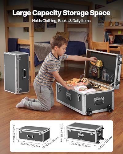 vevor storage trunk, set of 2, wooden suitcase shown in use