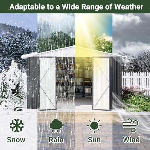 polar aurora 10x12 outdoor metal storage shed with, close-up detail
