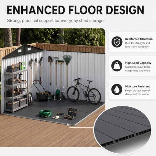 aoxun 10x8 ft shed outdoor storage shed with, close-up detail