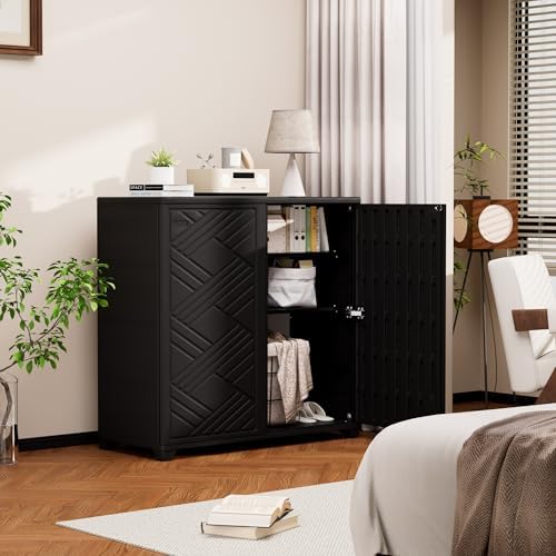 mrosaa storage box outdoor caninet,resin indoor storage box on a desk or shelf