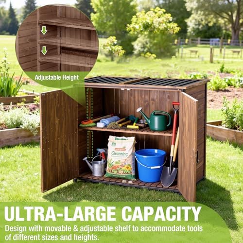 gutinneen outdoor storage shed cabinet with strong iron, side view