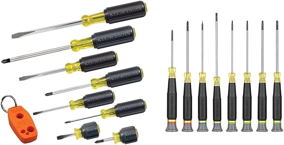 Klein Tools 85148 9-Piece Screwdriver Set with Magnetizer/Demagnetizer and Klein Tools 85617 8-Piece Mini Precision Screwdriver Set