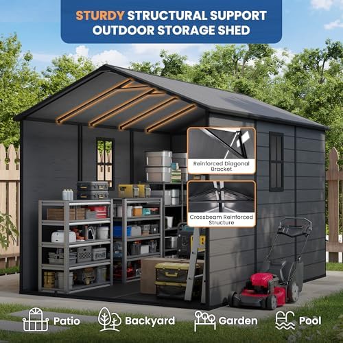 amopatio 8x10 ft outdoor resin storage shed with, close-up detail