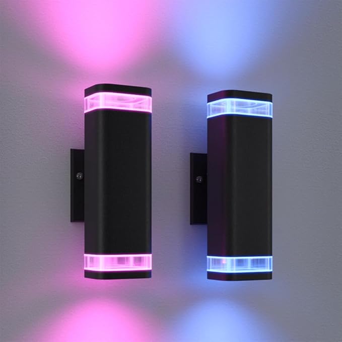 Smart WiFi Outdoor Wall Sconce Lights 2 Pack, Porch Lights RGB Color Changing by RosykiteBuyNow