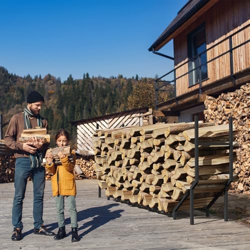 6 ft firewood rack outdoor, heavy duty metal, close-up detail