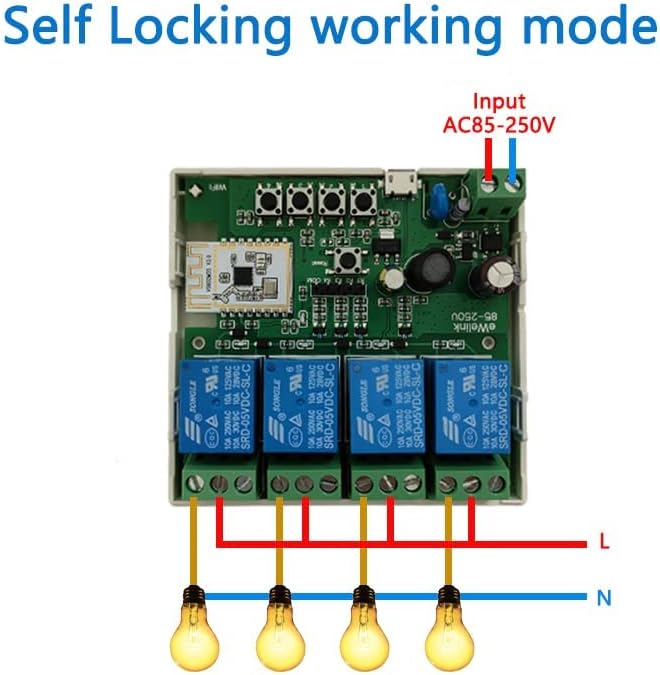 Newgoal 4 Channel Smart WiFi Relay Switching Module USB 5V/AC85V-250V, Supports - Image 6
