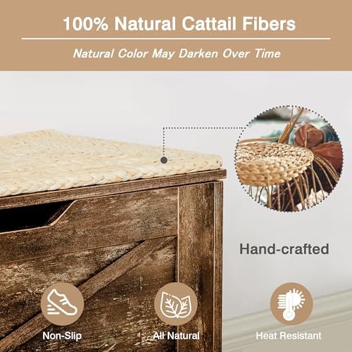 vecelo 30" storage bench, entryway shoe ottoman, farmhouse showing dimensions
