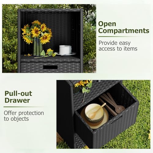happygrill outdoor storage cabinet pe rattan wicker storage, package contents