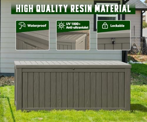 151 gal deck box, outdoor storage box waterproof, close-up detail