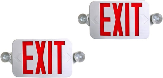 2 Pack Supreme LED All LED Decorative Red White Exit Sign & Emergency Light