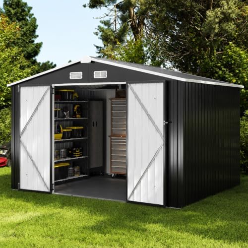 aoxun 10x8 ft shed outdoor storage shed with on a desk or shelf
