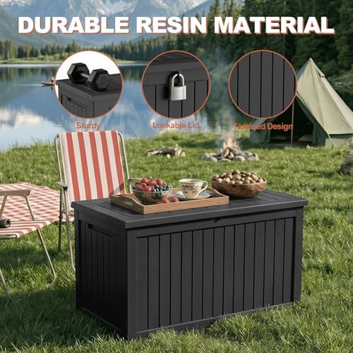 efu outdoor storage box 320 gallon deck box, side view