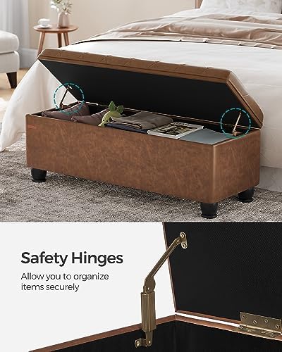 songmics storage ottoman, 46.5 inches long bed end showing dimensions