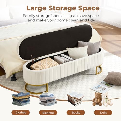 storage ottoman bench, 63" velvet end of bed, package contents