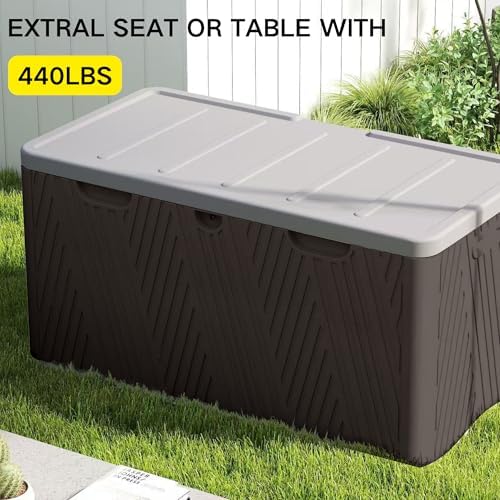 kingdura 110 gallon outdoor storage box, waterproof resin, side view