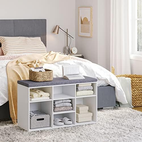 dinzi lvj shoe storage bench with cushion, 31.5" showing dimensions